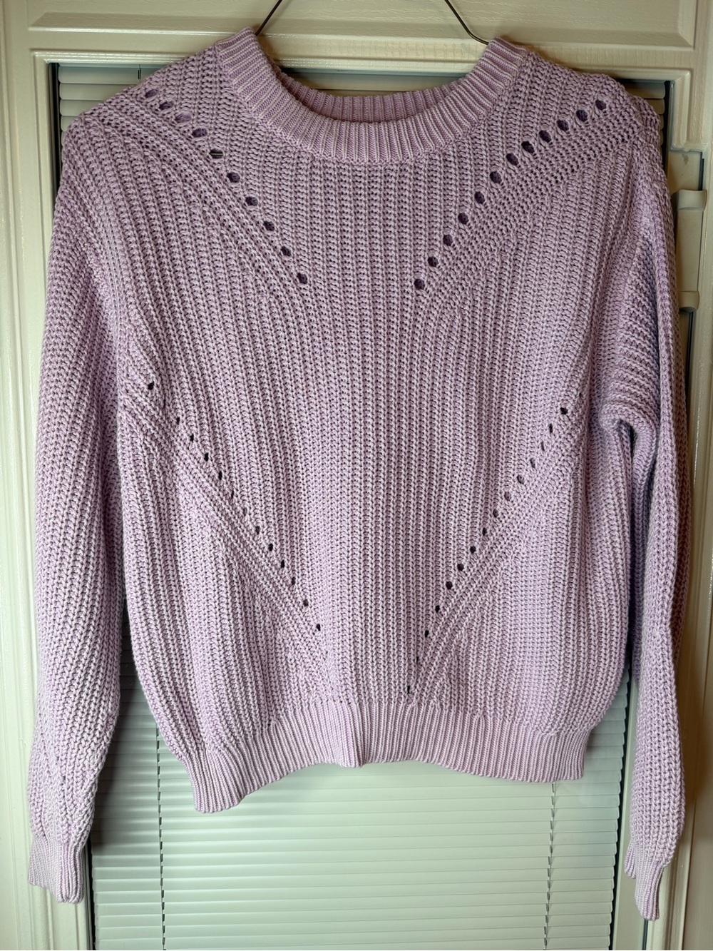 Marine Layer Lilac Open-Stitch Crewneck Sweater